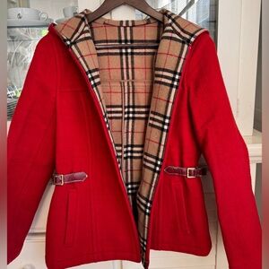 Burberry Blue Label Nova Check Jacket Red Size Women S Free Shipping